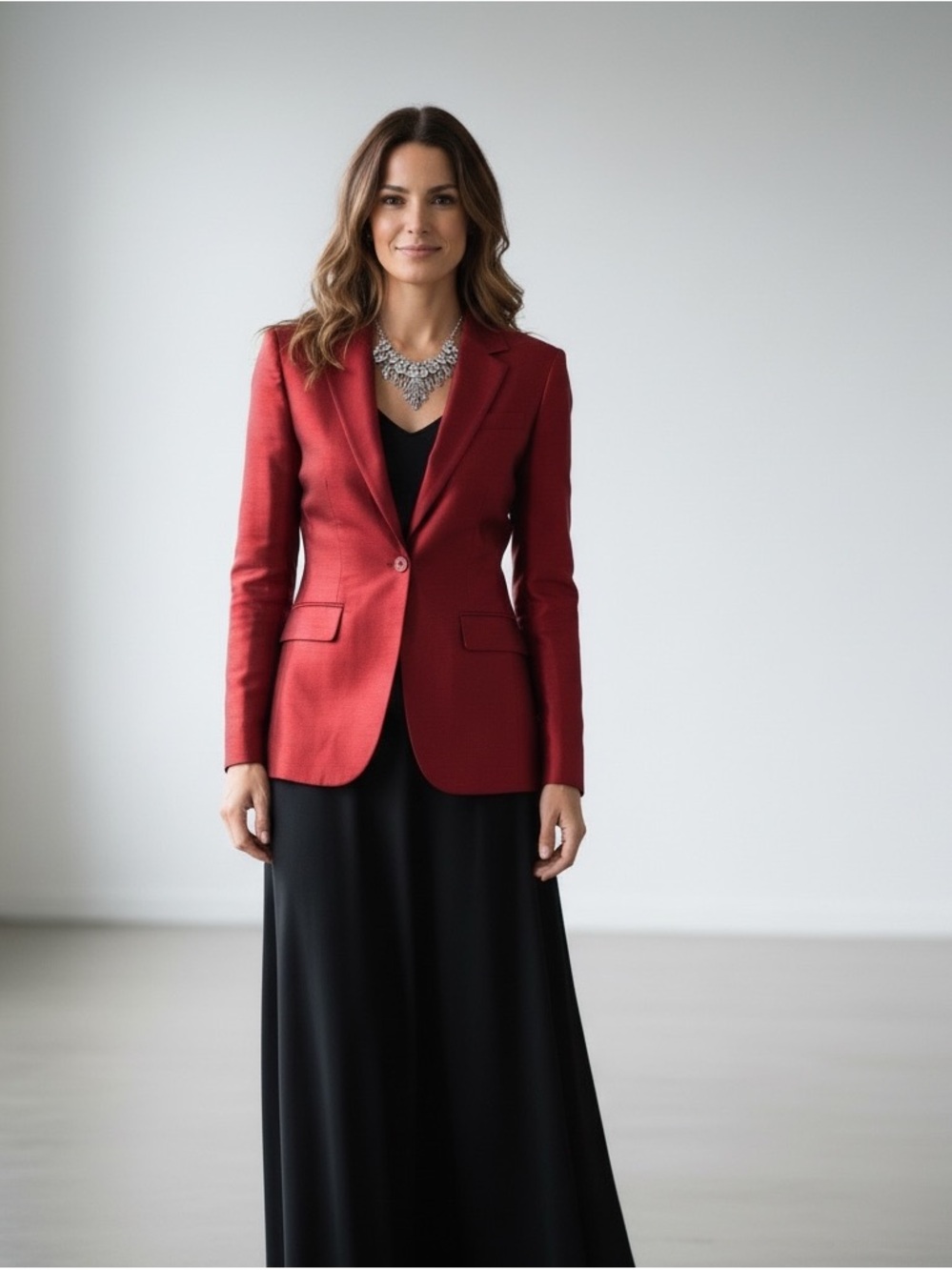 Vintage Oscar by Oscar de la Renta Tailored Red Shantung Silk Blazer | SIZE 6 - Picture 10 of 11